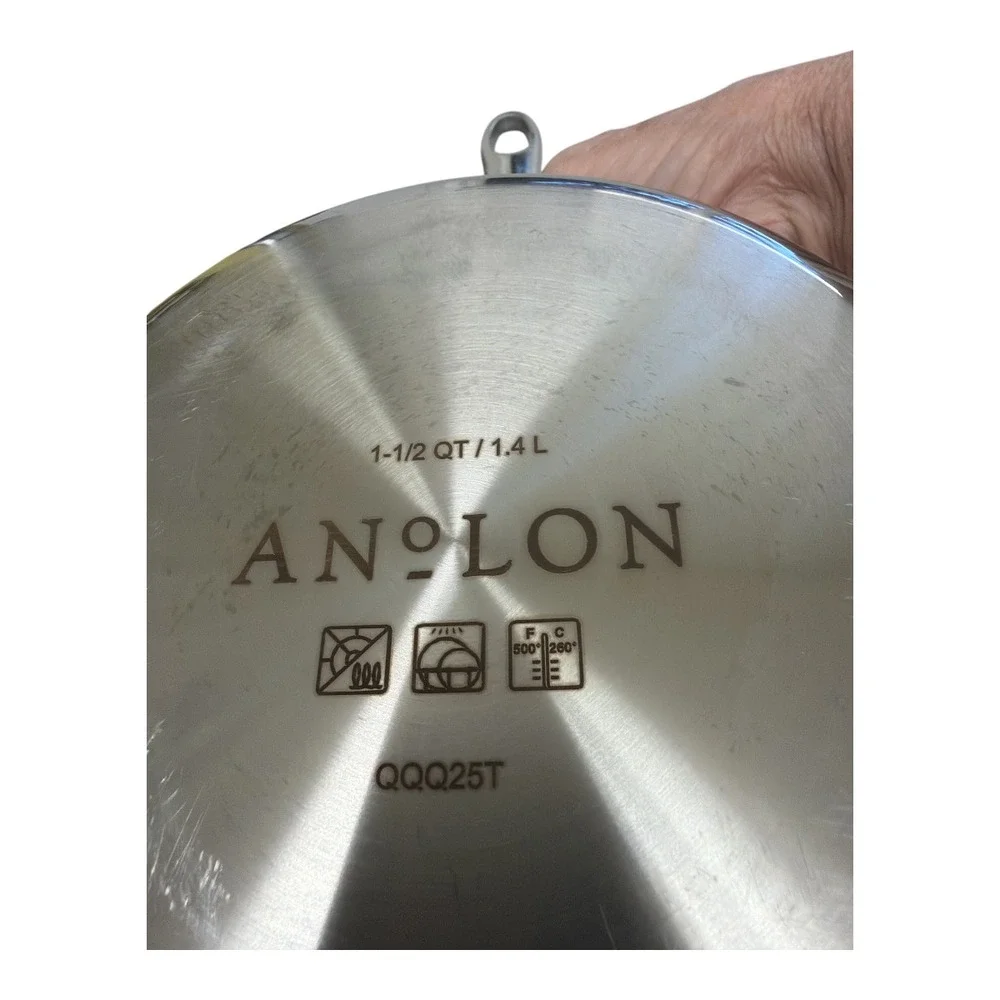 Anolon 1.5qt Silver Stainless Steel Induction Pot with Lid QQQ25T EUC
